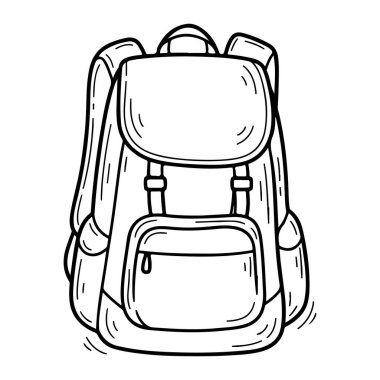 Ön cebi ve kayışları olan siyah beyaz bir sırt çantası. Sırt çantasında yuvarlak kenarlı dikdörtgen bir şekil ve ön cebinde bir fermuar ve ön cebinde küçük bir cep var. Kayışlar uzun ve ince. Bu iş bitti.