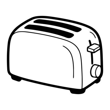 Basit bir tost makinesinin siyah beyaz tost makinesinin iki yuvası ve bir de kadranı var. Ekmek kızartma makinesi düz beyaz arkaplanı olan basit bir çizgi şeklinde çizilir. Tost makinesinin yuvarlak dikdörtgen bir şekli ve kıvrımlı bir ön ve düz iki yuvası vardır.