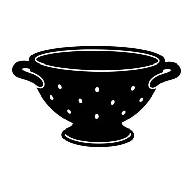 Her iki tarafında iki tutacağı ve vücudunda sayısız deliği olan, sade beyaz bir arka plan üzerine kurulmuş basit bir kara kase. Kasenin kısa bir kaidesi ve pürüzsüz bir iç yapısı vardır. Bu minimalist ve bir ya da gibi görünüyor