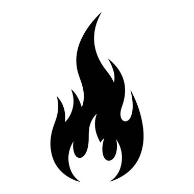 Beyaz arka planda basit bir siyah alev. Alev, düzgün kıvrımlı hatları olan stilize bir şekilde tasvir edilir. Minimalist ve cüretkar. Siyah, alev, ateş. siyah alev sembolü 1 siluet
