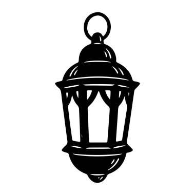Asılı halkalı bir siyah fener beyaz bir arka plan üzerine kuruludur. Fener yuvarlak ve düz tabanlı basit bir fener. Derinlik ve boyut hissi vermesi için beyaz bir vurgu etkisi var. Fener metalden yapılmış gibi görünüyor.