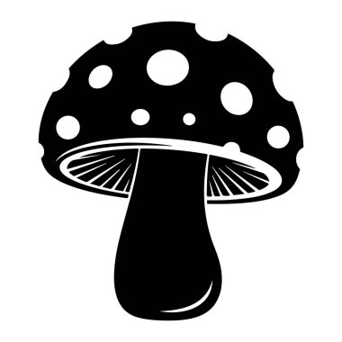 Değişik boyutlarda beyaz lekeler içeren yuvarlak kapaklı siyah bir mantar silueti ve kalın bir gövde. Kapağın kenarı dalgalı ve düzensiz. Şapkanın altındaki solungaçlar beyazla resmedilmiş. Arkaplan düz beyaz.