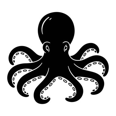 Büyük gövdeli siyah bir ahtapot ve her biri beyaz enayi olan sekiz dokunaçlı, düz beyaz bir arka plana kurulmuş. Ahtapotun basit, çizgi film gibi kalın siyah çizgileri ve en az detayı var. Beyaz röfleli koyu siyah bir cisim.