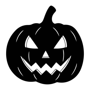 Beyaz bir arka planda beyaz gözleri, burnu ve ağzı olan oyulmuş bir balkabağı silueti. Balkabağının sırtında ve kıvrımlı çizgilerinde sırtlarını gösteren bir gövdesi var. Yüzün üçgen gözleri, burnu ve zikzaklı ağzı var..