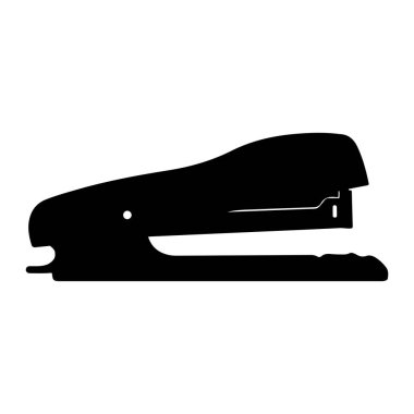 Beyaz arka planda siyah bir zımba silueti. Zımba basit ve sembolik bir şekilde tasvir edilmiş. Temiz çizgiler ve en az detayla. Yuvarlak bir gövdesi, altında metal bir plakası ve yanında küçük bir dairesi vardır. Zımba mekanizması.