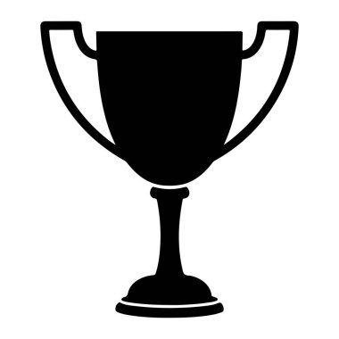 Beyaz arka planda siyah bir kupa silueti. Kupanın her iki tarafında da iki tutacağı var ve yuvarlak bir tabanı olan bir kaide üzerinde duruyor. Düz, gölgelendirmesi ya da dokusu yok. Kupa, siyah, siluet. siyah kupa siluet ödülü