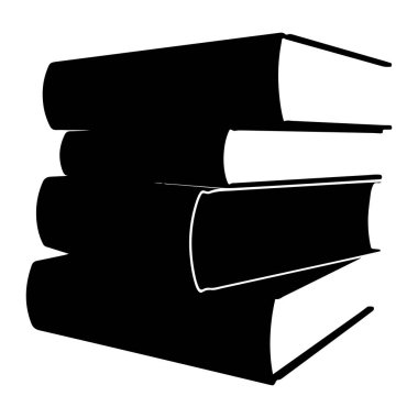 Beyaz sayfalı üç siyah kitap yığını. Kitaplar yatay olarak istiflenmiş ve kitap diğerlerinin biraz sağına yerleştirilmiştir. Kitaplar basit, görünür başlıkları, yazarları ya da diğer detayları olmayan bir minimalist. t 'nin arkaplanı