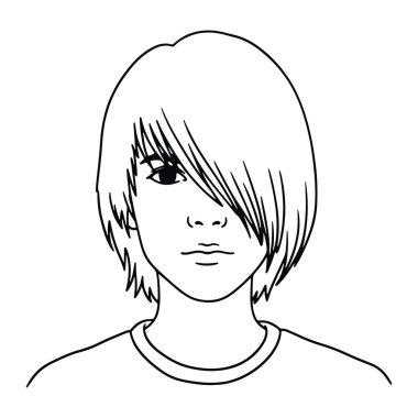 Kısa saçlı ve tarafsız bir yüz ifadesi olan basit bir siyah beyaz çizgi. Çizgi film stilinde çok az detay ve gölgelendirme olmadan yapılır. Kişi kısa bir şilin ve bir gözünün üstüne düşen kâkülleri var. Üzerinde Ro olan bir gömlek giyiyorlar.