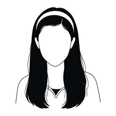 Uzun saçlı ve saç bandı takmış basit bir siyah beyaz kadın. Yüzü olmayan kadın figürlü minimalist bir çizgi tarzı. Kadının uzun saçları var ve saç bandı takıyor. Yüzü tanımlanmamış, ona boş ve tarafsız bir görünüm veriyor. Bu...