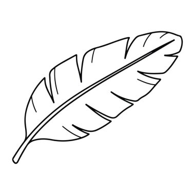 Beyaz arkaplandaki tüyün basit siyah çizgisi. Tüy minimalist bir şekilde tasvir edilir. Temiz çizgiler ve gölgeleme veya renk yoktur. Tüy, düz beyaz arkaplan ile sol alttan sağ alt köşeden çapraz yönelimlidir