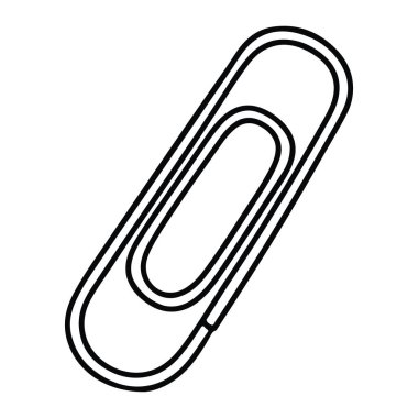 Beyaz arkaplanda siyah bir ataç çizgisi. Ataç iki döngü ve açık uçlu klasik bir şekilde tasvir edilir. Kalın siyah çizgilerle çizilmiş ve minimalist bir tarzı var. Ataç, operasyonla birlikte bir açıyla yerleştirilmiş.