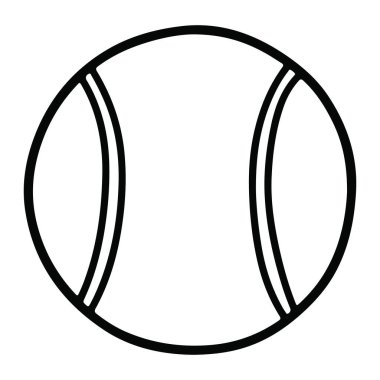 Beyzbol topunun basit siyah ve beyaz bir şekli, iki tarafında iki kıvrımlı çizgi olan bir daire şeklinde tasvir edilmiş, bir beyzbol topunun dikişlerini andırıyor. Temiz çizgiler ve sade beyaz bir arkaplan karşısında minimalist bir tarz..