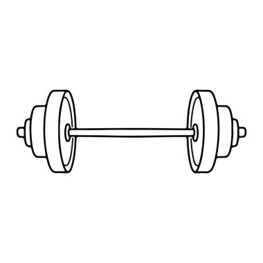 Halterin iki ucunda iki ağırlığı olan basit bir halter çizgisi. Kalın çizgileri ve beyaz bir geçmişi olan bir minimalist. Dambıl halterin her iki tarafındaki ağırlıklarla ortalanmıştır. Tarzı temiz ve basit.,