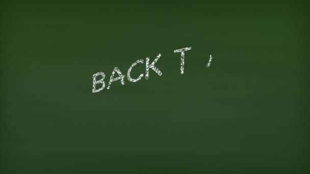 Back to School animation being written on green chalkboard — Stock Video