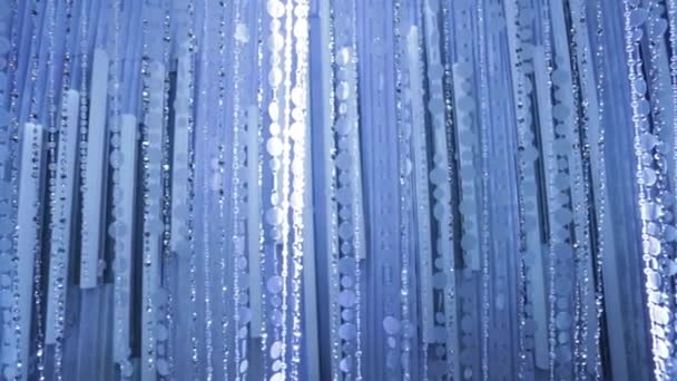 Briliant Beaded Curtain with Blue and White Tones — Stock Video