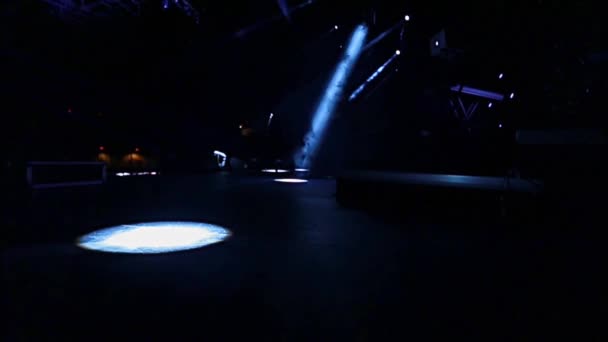 Spotlight on en Empty Stage during Lighting test before a show — Stock Video