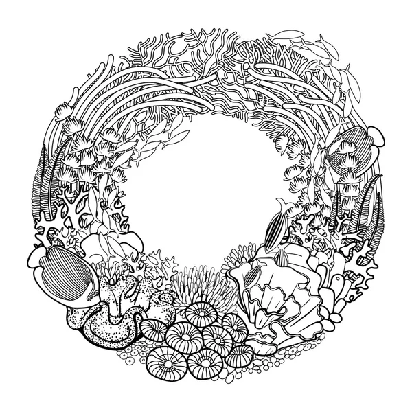 Coral reef wreath — Stok Vektör