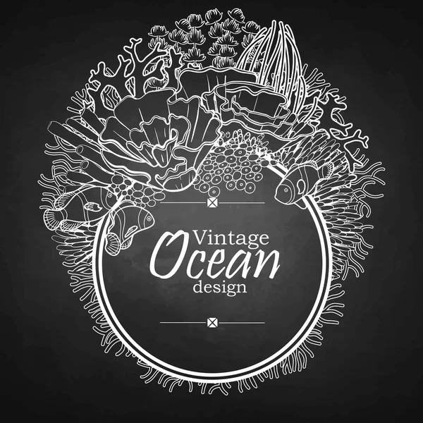 Ocean line art design — Stock Vector