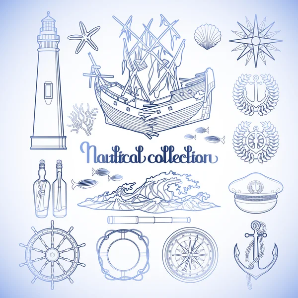 Graphic nautical collection — Stock Vector