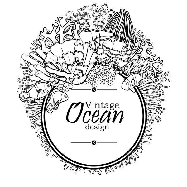 Ocean line art design — Stock Vector