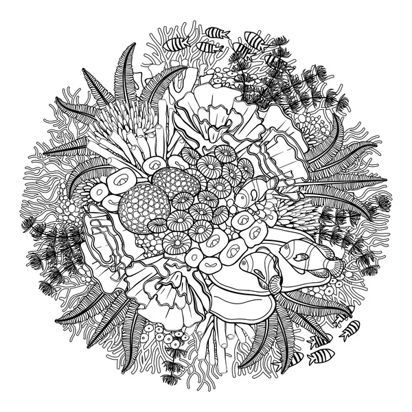 Desenho de recifes de coral — Vetor de Stock