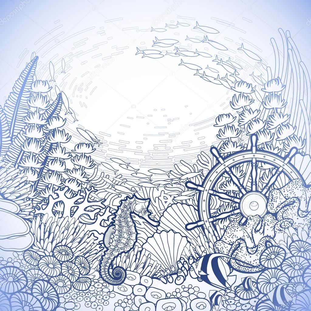 Graphic coral reef design Stock Illustration by ©homunkulus28 #100981538