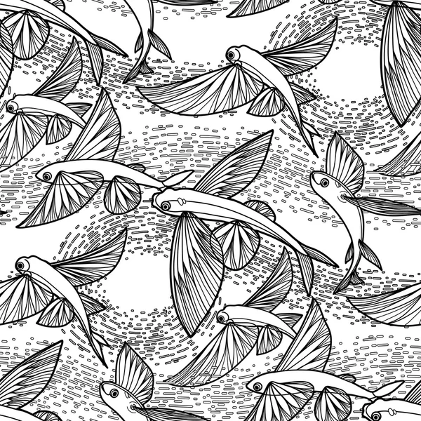 Grafisch vliegende vis patroon — Stockvector