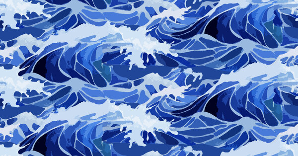 Watercolor  storm waves pattern