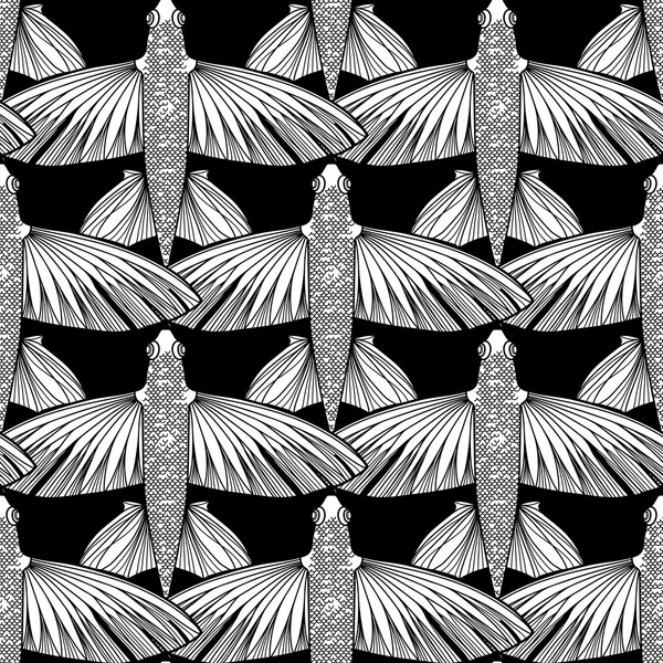 Graphic flying fish pattern — Stock Vector