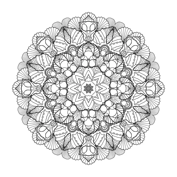 Décoration circulaire de coquillages graphiques — Image vectorielle
