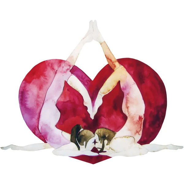 Aquarell Yoga Pose — Stockvektor