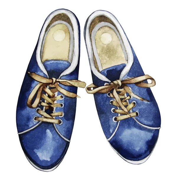 Acquerello scarpe blu — Vettoriale Stock