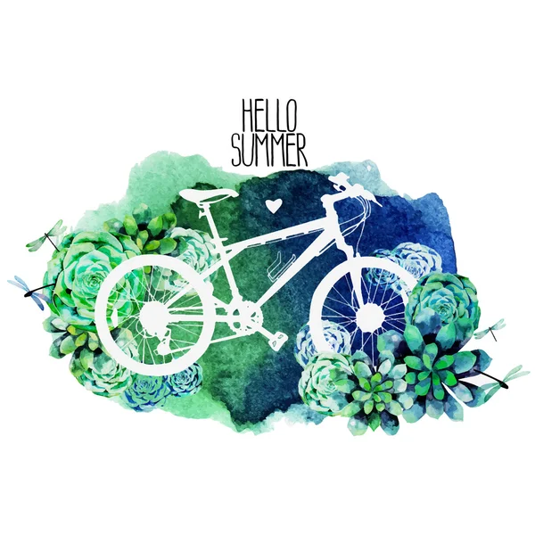 水彩的肉质设计蒙山自行车 — 图库矢量图片