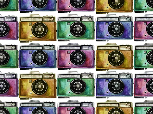 Ακουαρέλα κάμερα εκλεκτής ποιότητας μοτίβο — Φωτογραφία Αρχείου