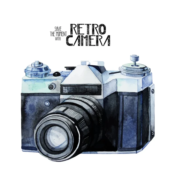 Акварельная винтажная ретро камера — стоковый вектор