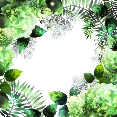 Yeşil suluboya ortanca tasarım