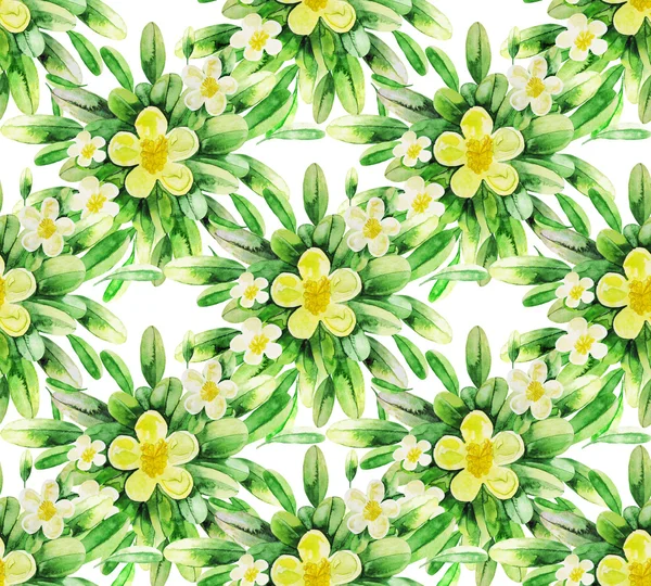 Watercolor tea flowers pattern — Stock Photo, Image