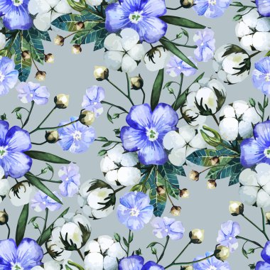 Suluboya keten ve pamuk desen