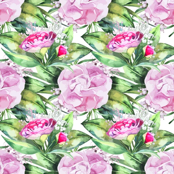 Aquarel camellia naadloze patroon — Stockvector