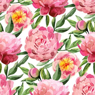 Suluboya peonies desen
