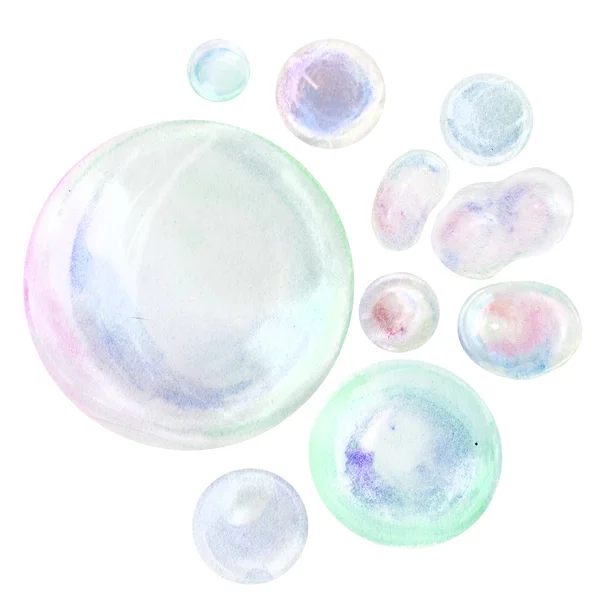 Watercolor soap bubbles — Stock Photo, Image