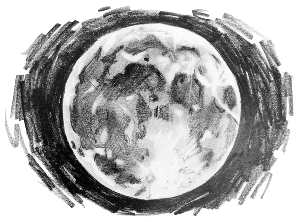 Rajzolta ceruzával grafikus Hold — Stock Fotó