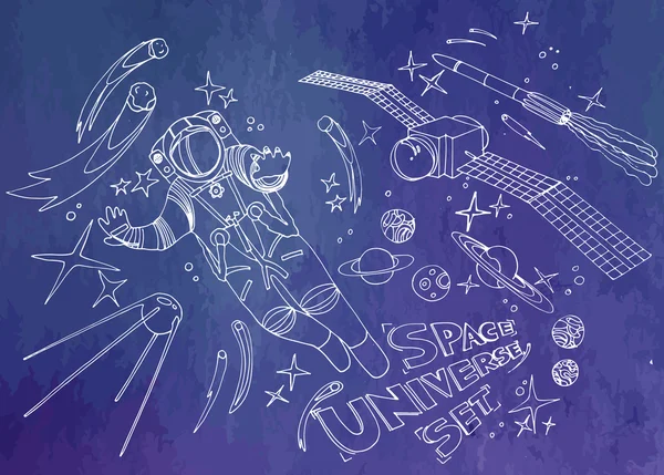 Grafický astronaut a satelity — Stockový vektor