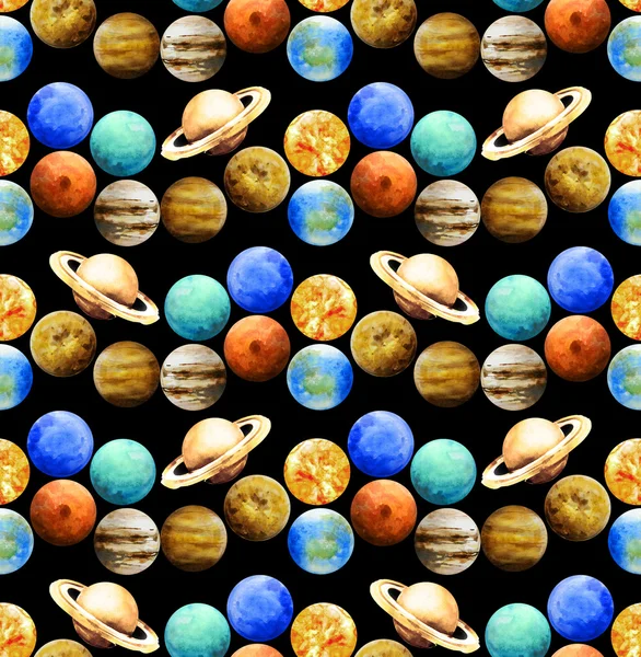 Patrón planetas acuarela — Foto de Stock