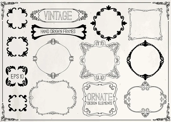 Bingkai gambar tangan antik - Stok Vektor