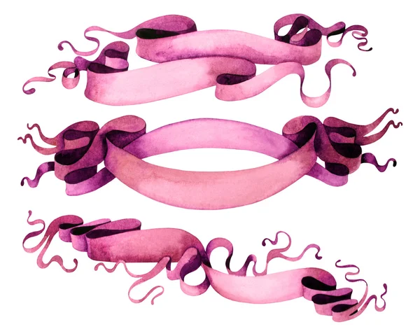 Készlet-ból rózsaszín akvarell szalagok — Stock Fotó