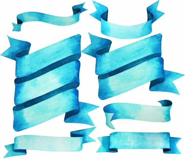 Aquarell blaue Bänder — Stockfoto