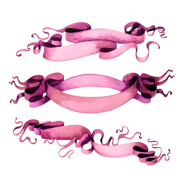 Uppsättning av rosa akvarell band — Stock vektor