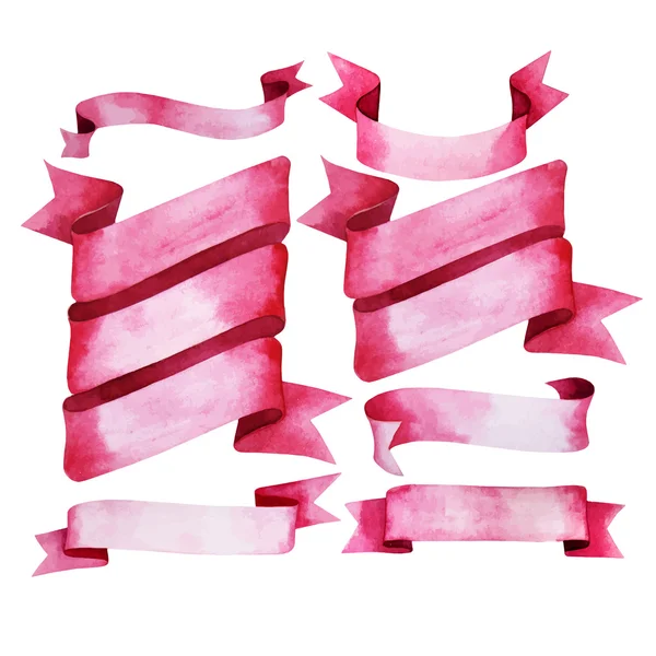 Fitas de aquarela rosa — Vetor de Stock