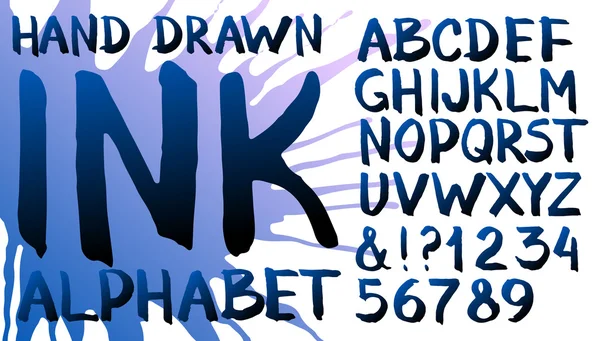Hand drawn ink alphabet — Stock Vector